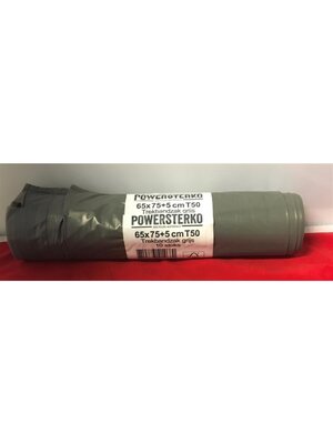 Powersterko Powersterko Afvalzak,Trekbandsluiting LDPE, 60 Liter, 65x75cm, 55my, grijs,T50,10 stuks per rol