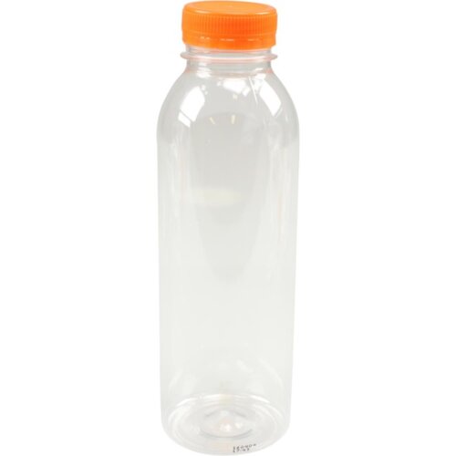 Onbekend Fles, petfles, PET, met oranje dop, 500cc, transparant Onbekend Fles, petfles, PET, met oranje dop, 500cc, transparant
