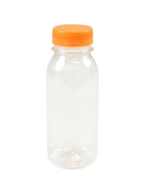 Onbekend Fles, petfles, PET, met oranje dop, 250cc, transparant