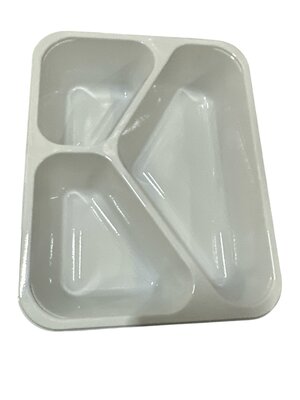 Bak, PP, menubak/maaltijdtray, wit,3 vak 226x177x50,6mm, 360 stuks