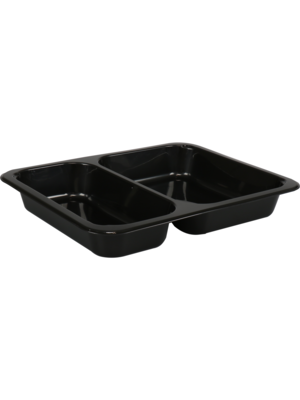 Bak, PP, 2-vaks, menubak/maaltijdtray, zwart, 226x177x30mm, 360 stuks