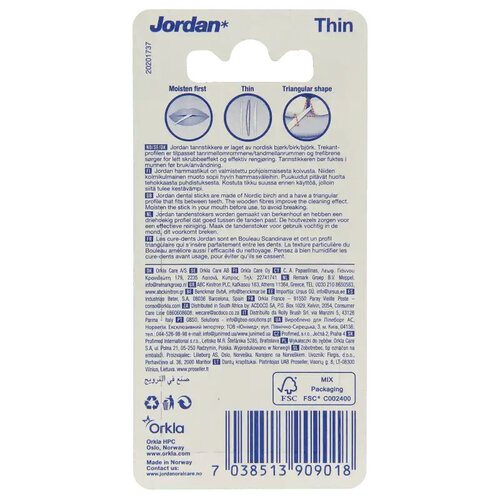 Jordan Tandenstoker Extra Dun 105 stuks