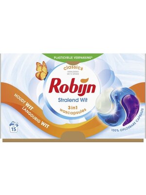 Robijn Robijn Wasmiddel 3-in-1 Stralend Wit 15 stuks PODS
