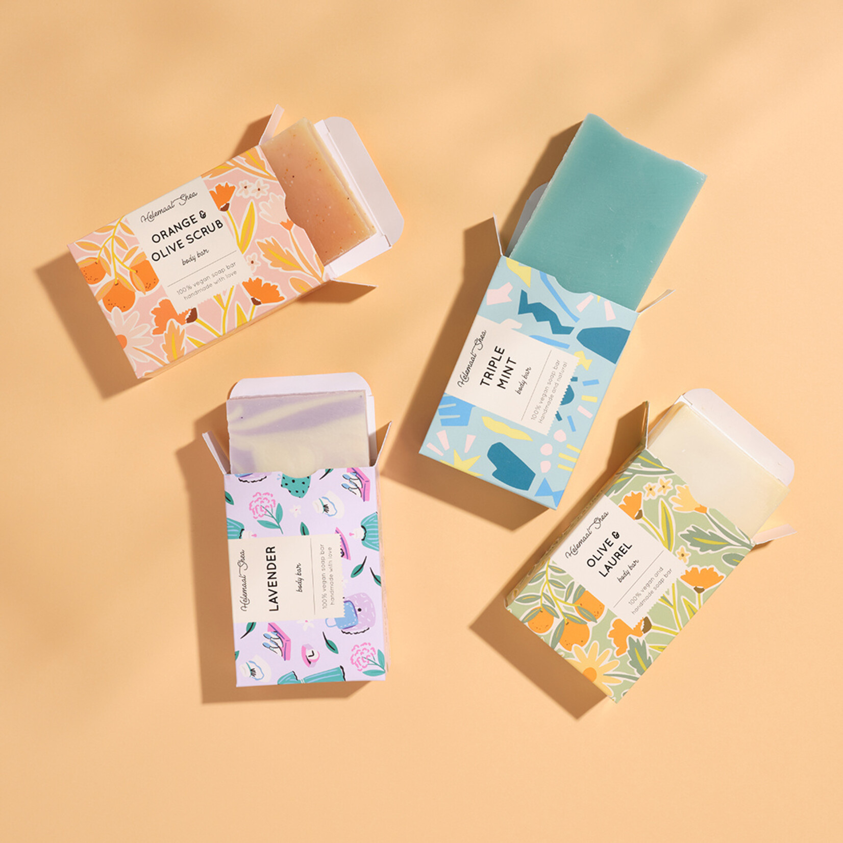 4 handmade, natural soap bars of your choice