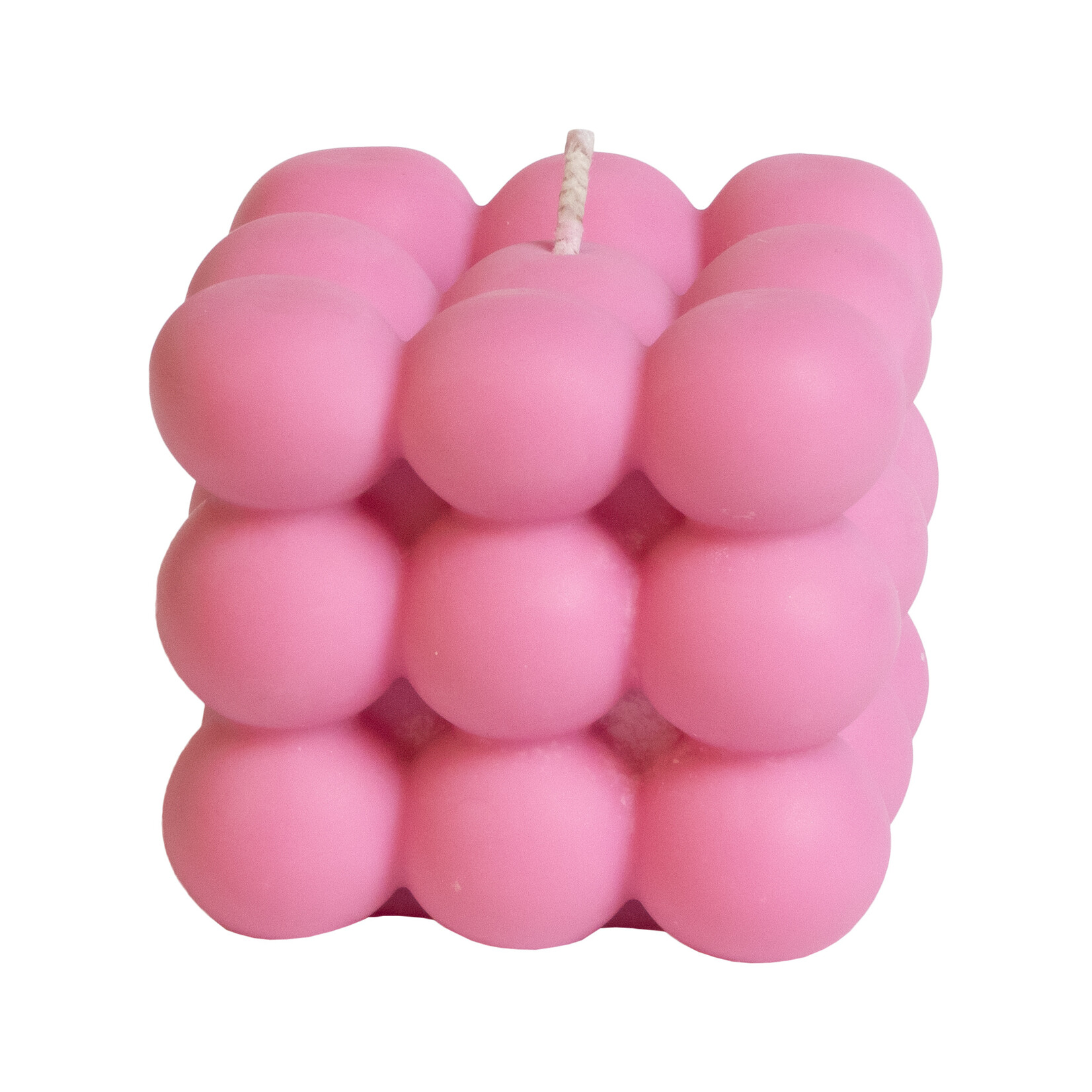 Rapeseed wax candle - bubble cube - pink