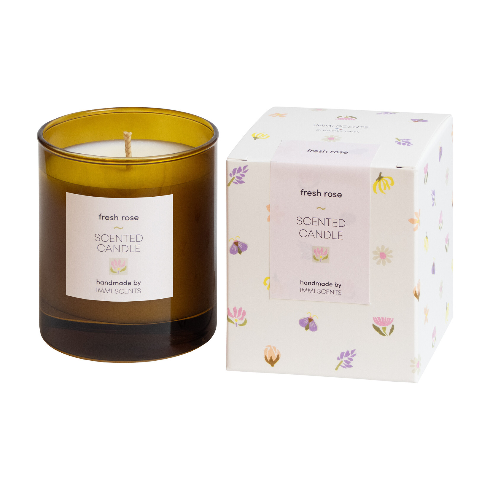 Scented candle - Fresh Rose - amber