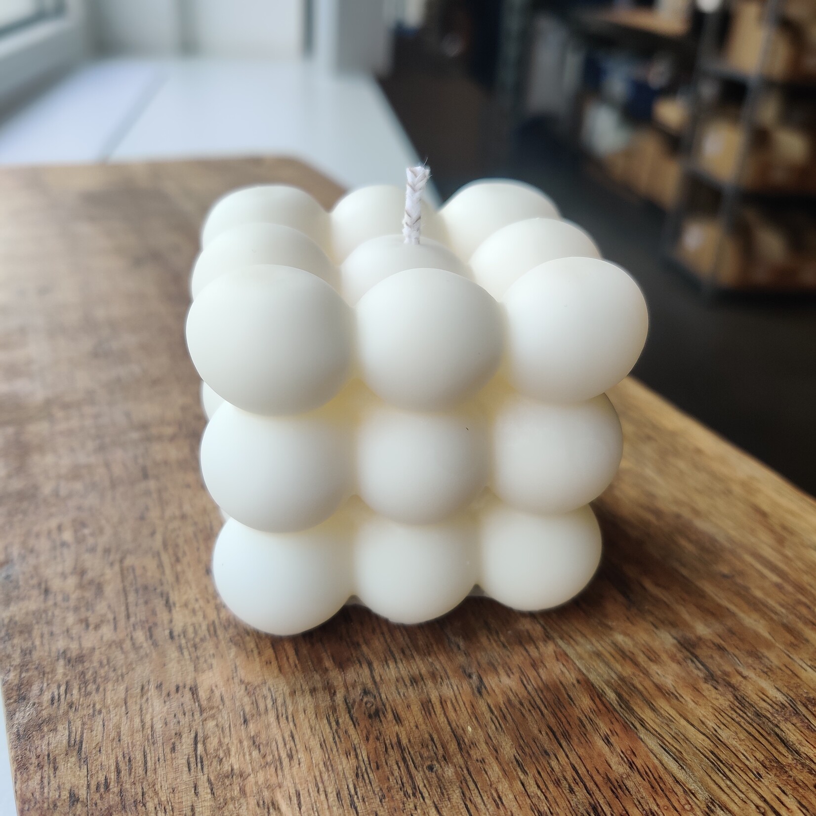 Rapeseed wax candle - bubble cube - white