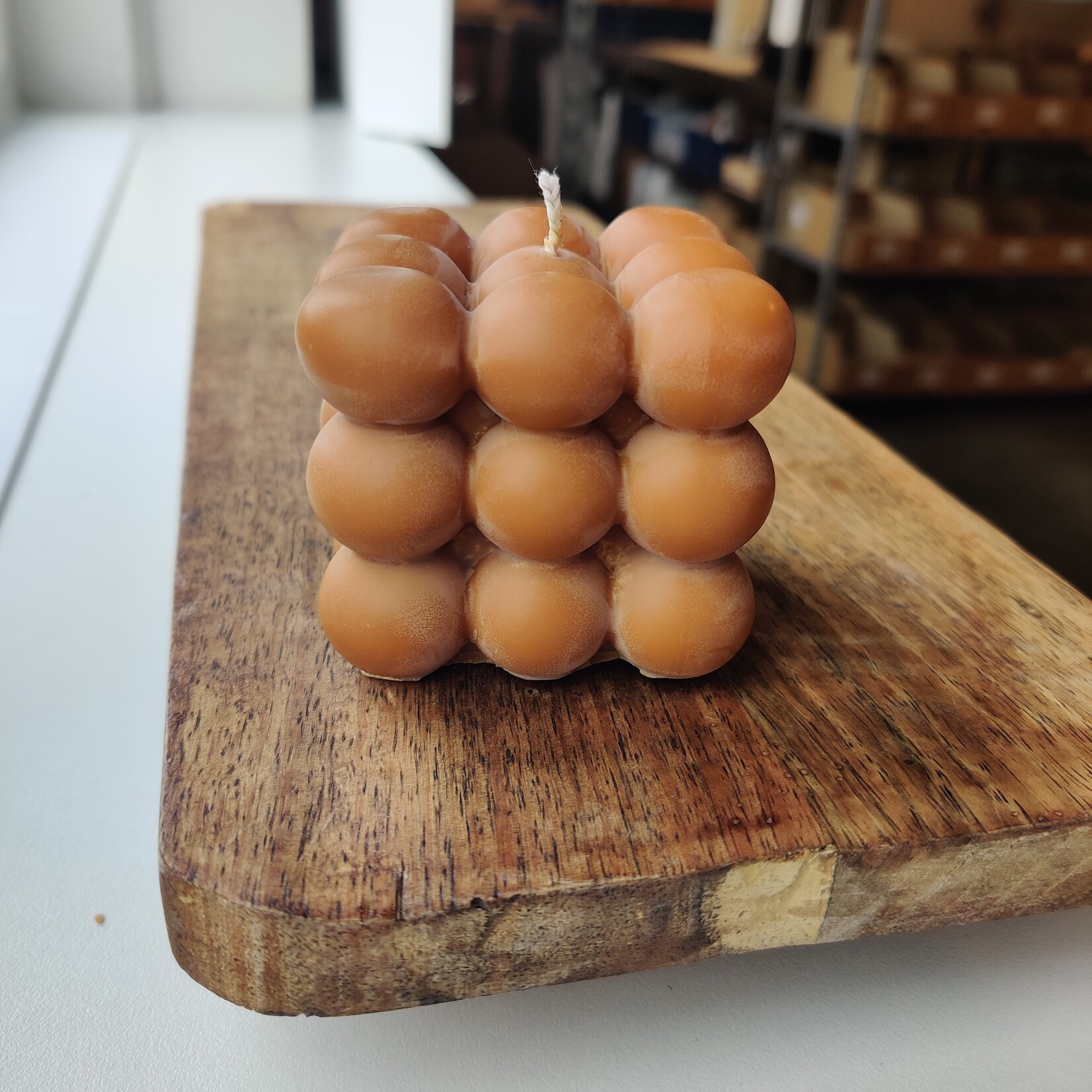 Rapeseed wax candle - bubble cube - caramel