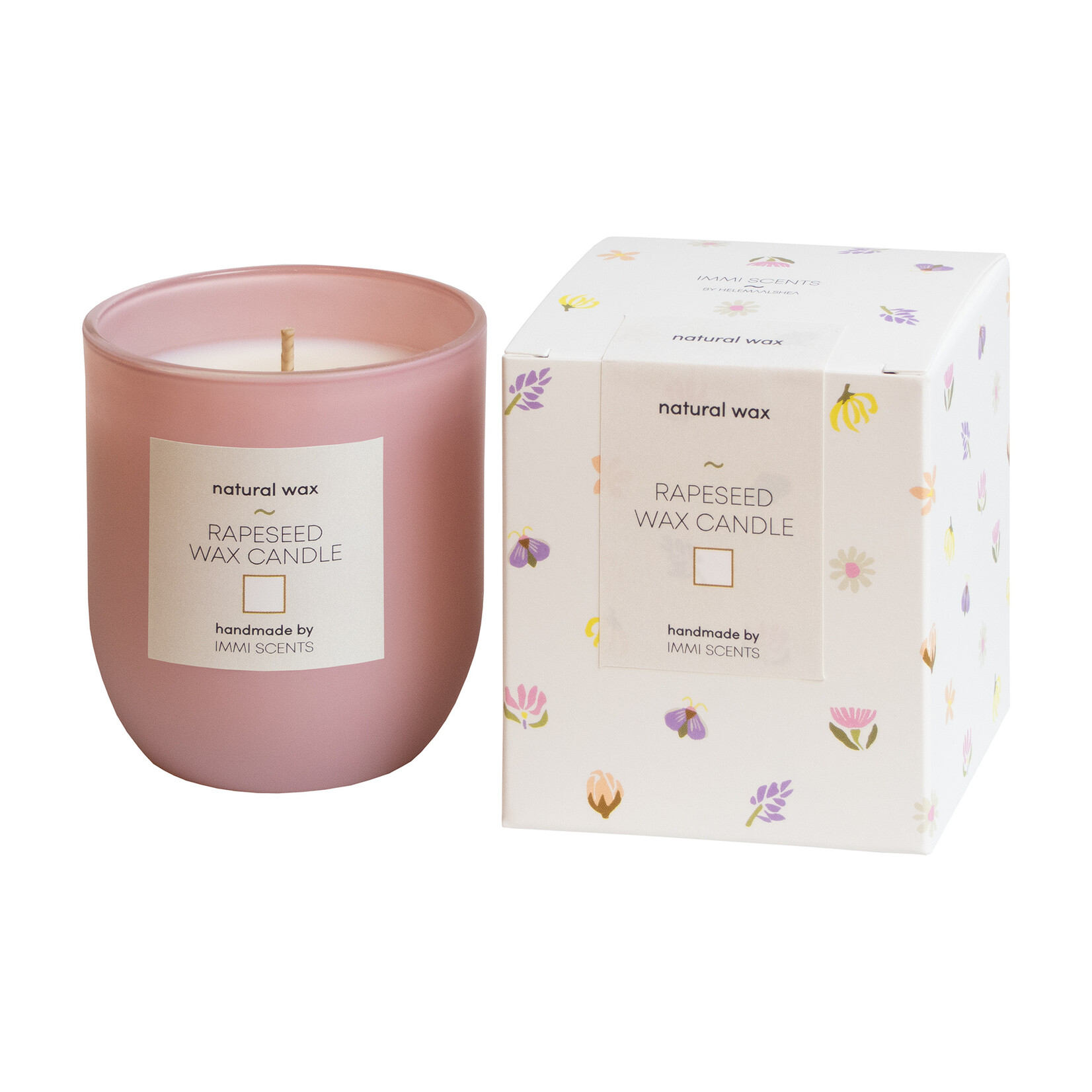 Rapeseed wax candle in glass jar - large