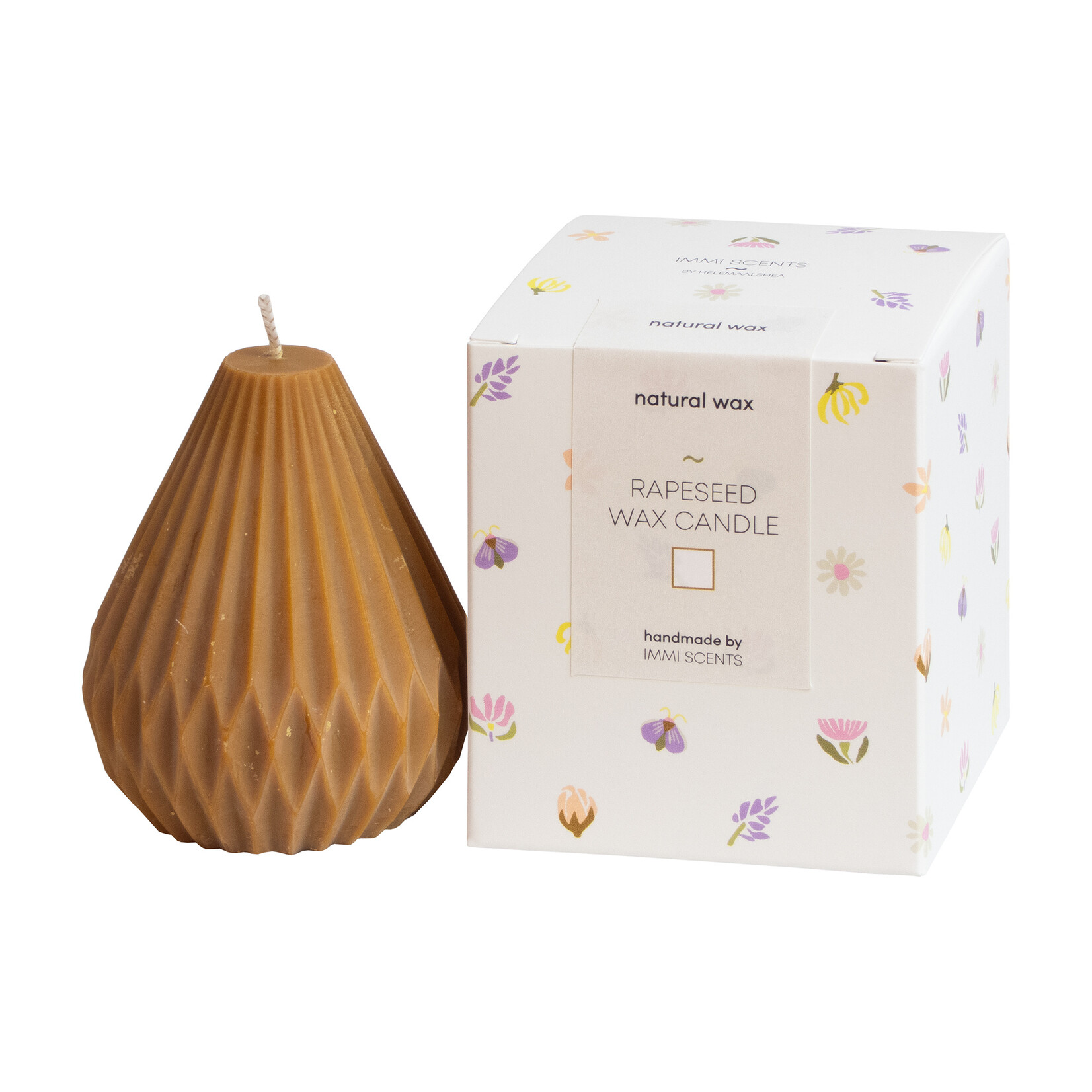 Rapeseed wax candle - pear-shaped - caramel