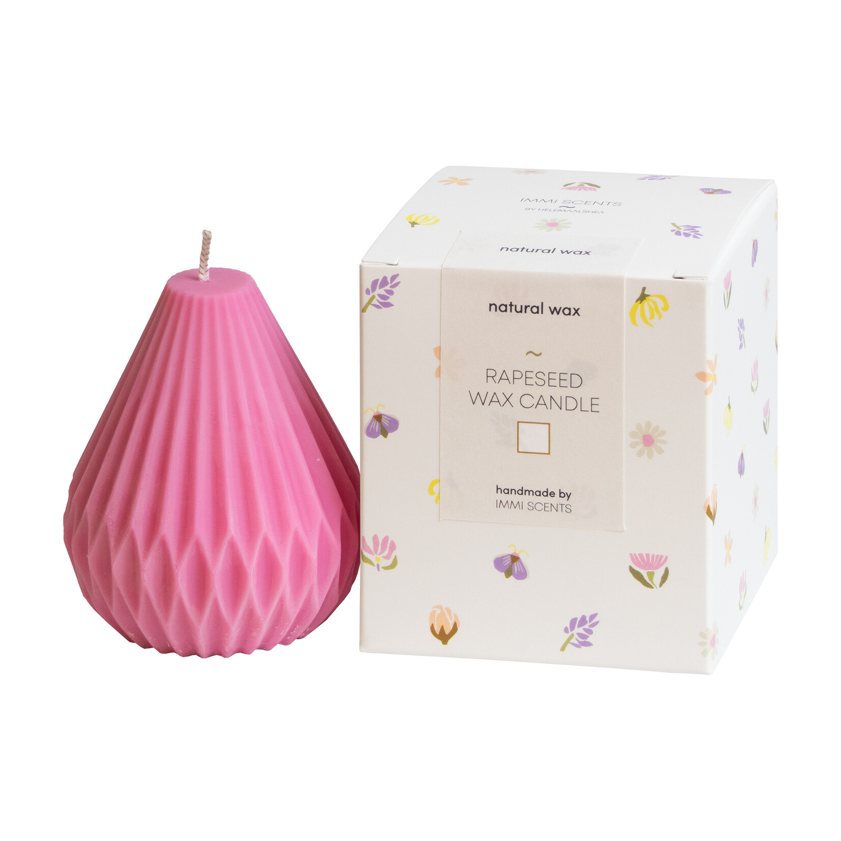 Rapeseed wax candle - pear-shaped - pink