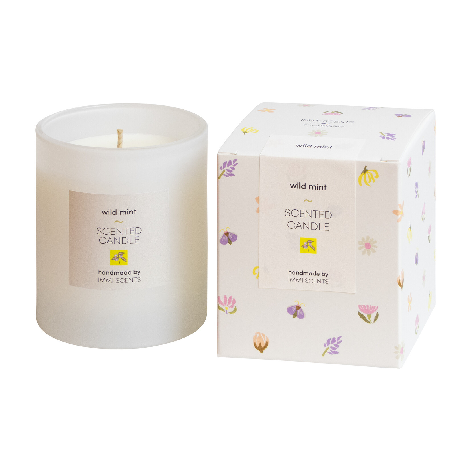 Scented candle - Wild Mint - white