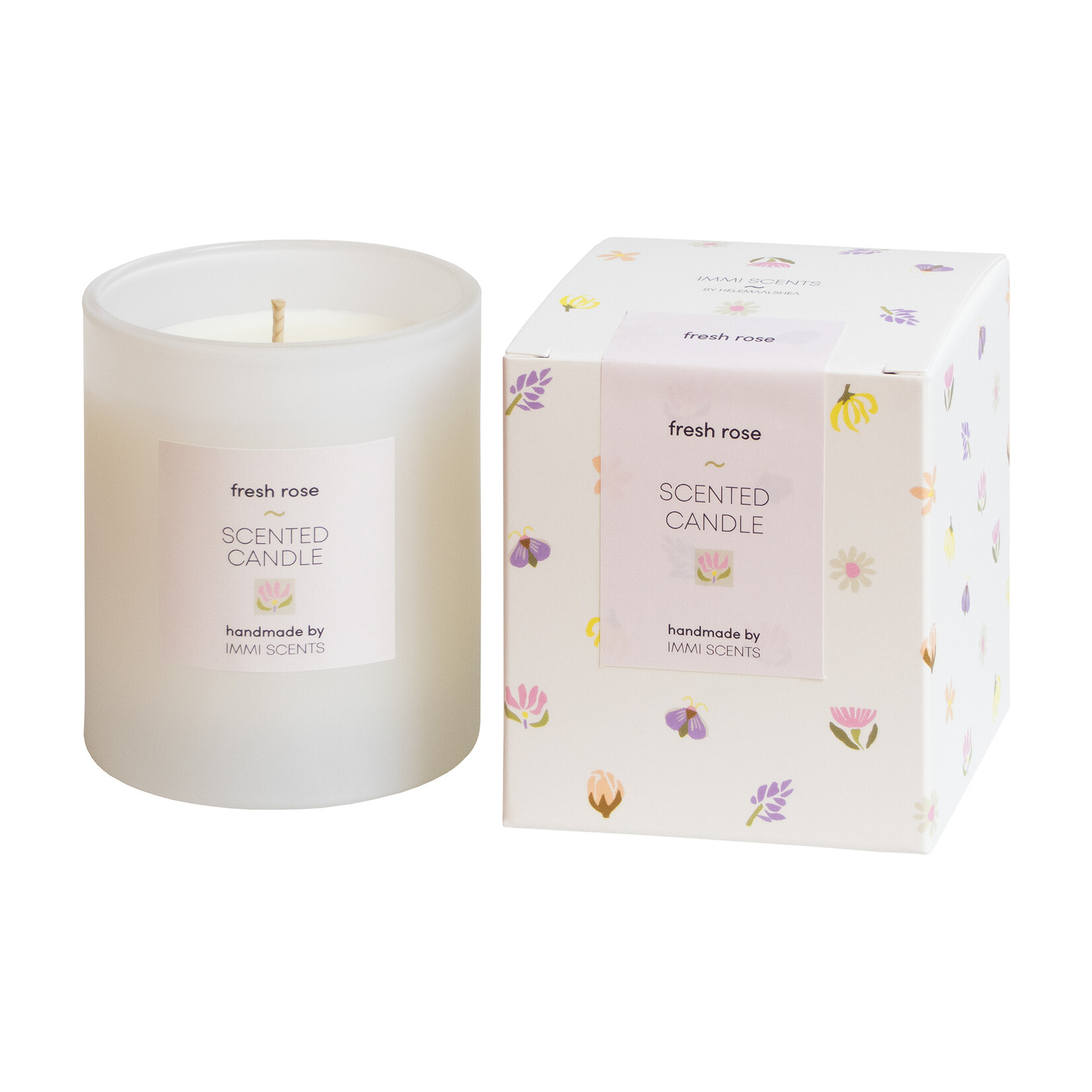 Scented candle - Fresh Rose - white