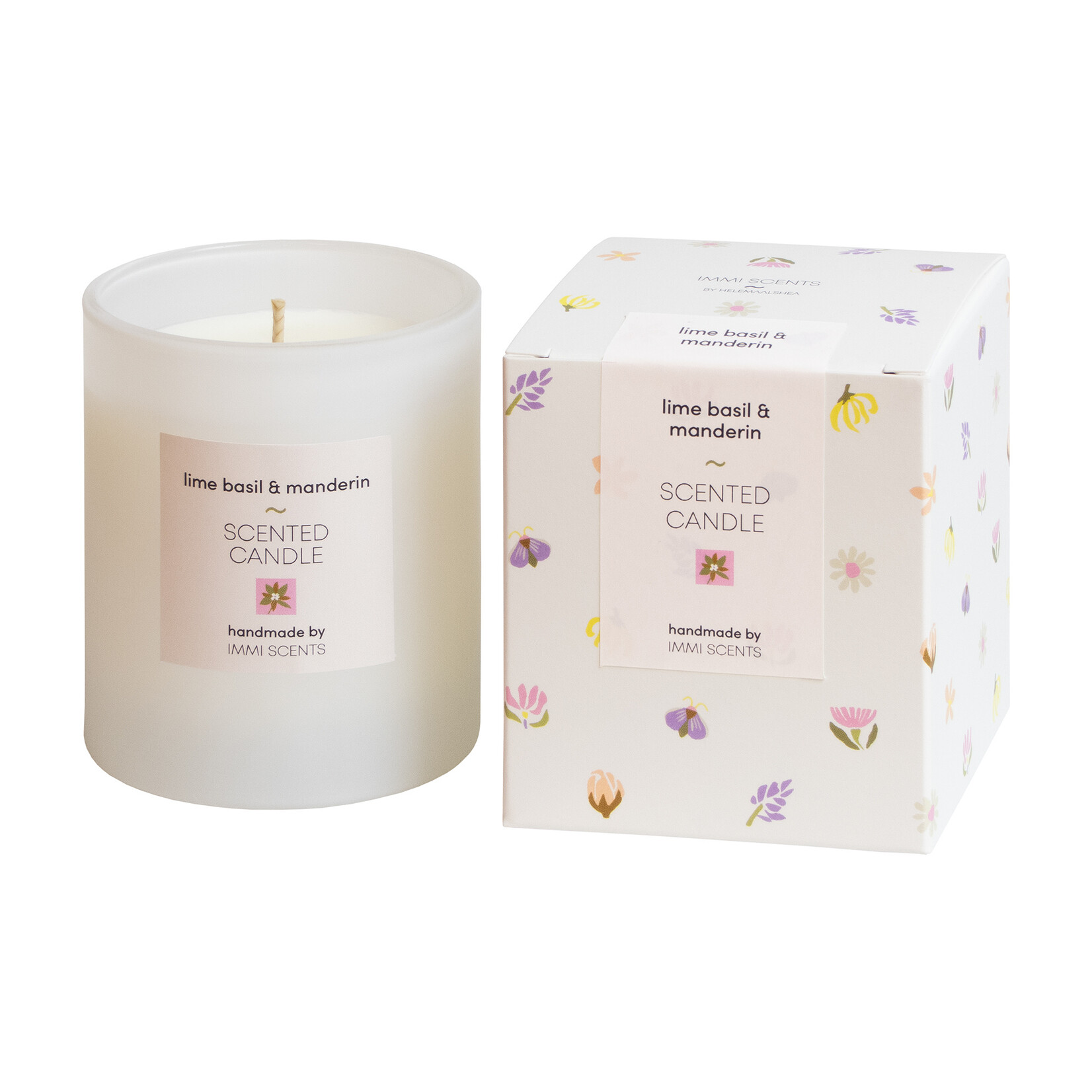 Scented candle - Lime, Basil & Mandarin - white