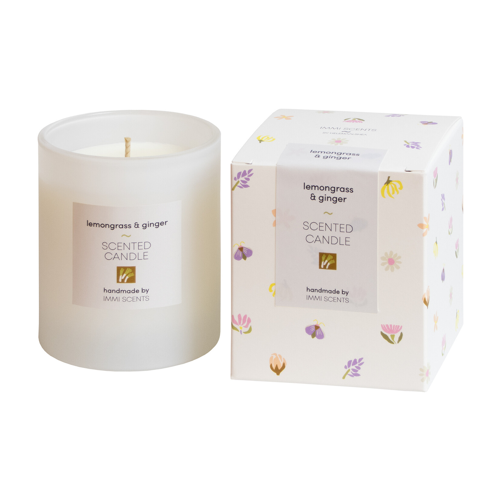 Scented candle - Lemongrass & Ginger - white