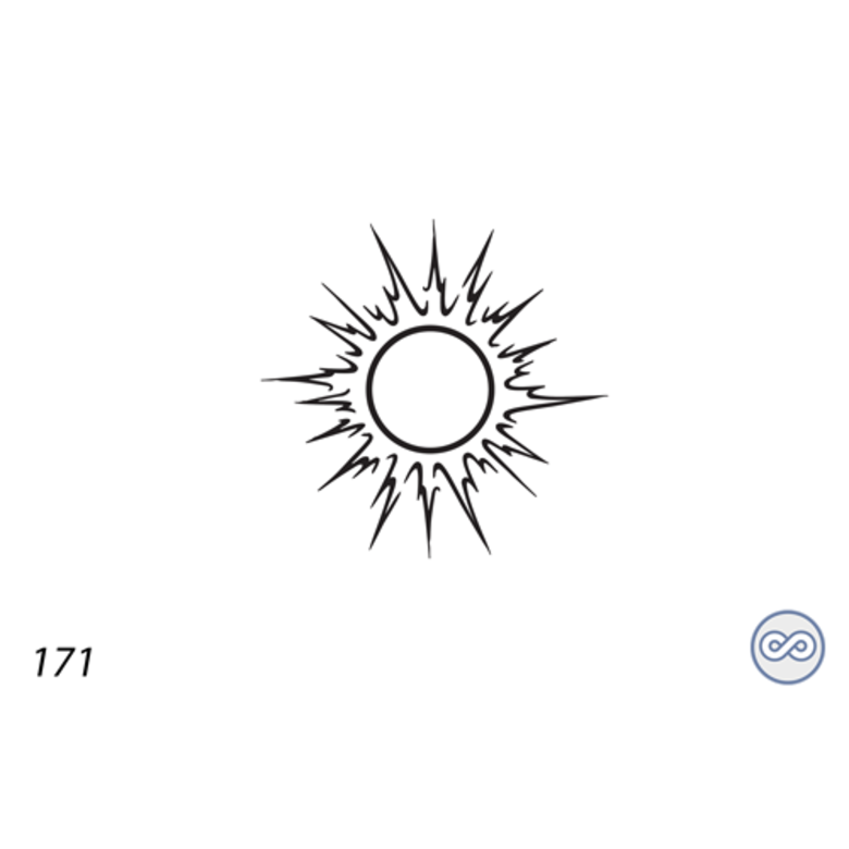 Grafsteenwinkel Afbeelding van een zon op grafsteen