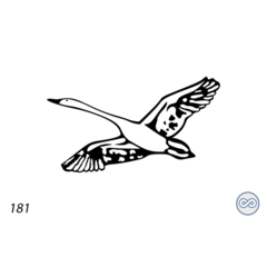 Grafsteenwinkel Afbeelding van een vliegende gans op grafsteen