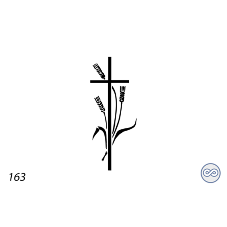 Grafsteenwinkel Afbeelding kruis met korenaren