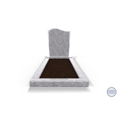 Grafsteenwinkel Staande grafsteen model 'Golf' met omranding en grond in de kleur Glittery White