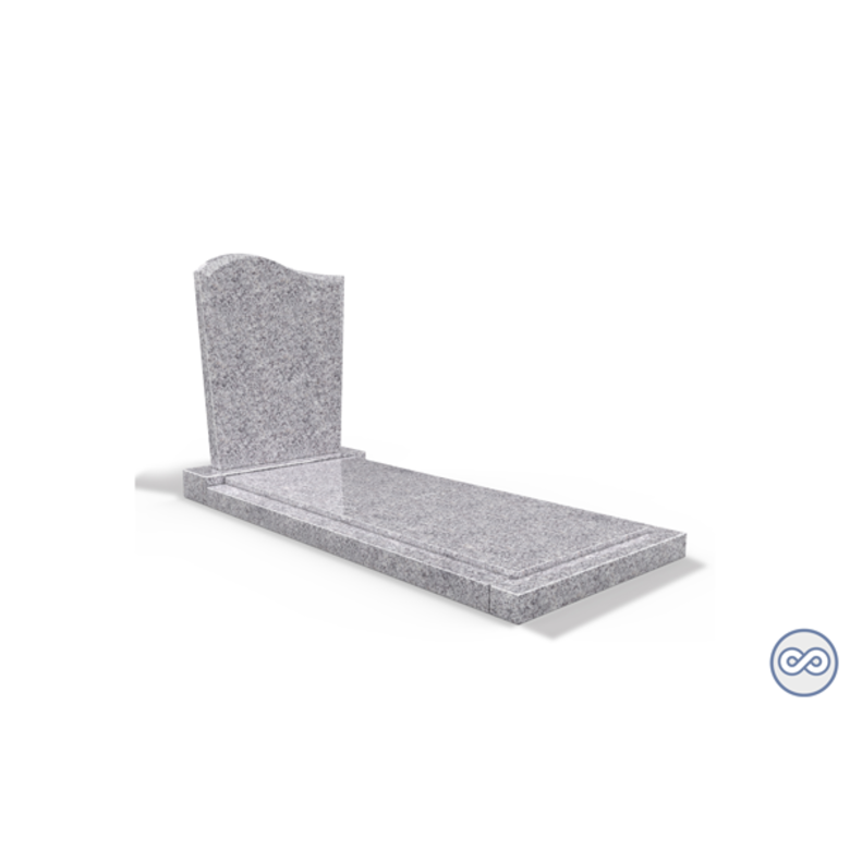 Grafsteenwinkel Staande grafsteen model 'Golf' met afdekplaat in de kleur Glittery White