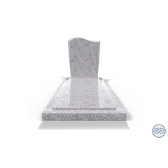 Grafsteenwinkel Staande grafsteen model 'Golf' met afdekplaat in de kleur Glittery White