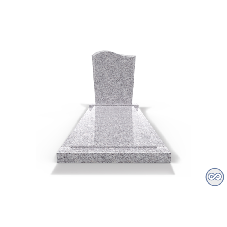 Grafsteenwinkel Staande grafsteen model 'Golf' met afdekplaat in de kleur Glittery White