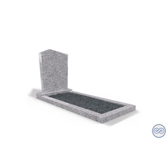 Grafsteenwinkel Staande grafsteen model 'Modern' met omranding en donker grind in de kleur Glittery White