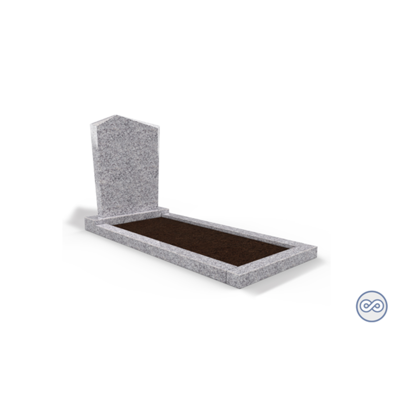 Grafsteenwinkel Staande grafsteen model 'Modern' met omranding en grond in de kleur Glittery White