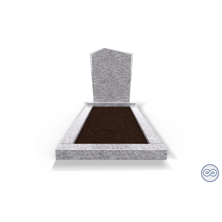 Grafsteenwinkel Staande grafsteen model 'Modern' met omranding en grond in de kleur Glittery White