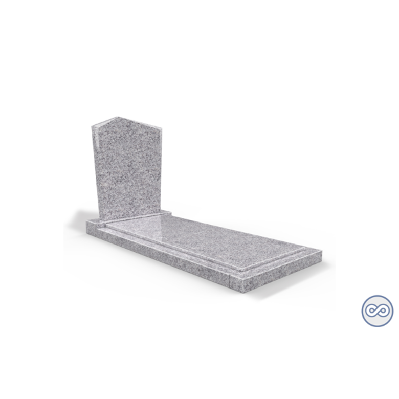 Grafsteenwinkel Staande grafsteen model 'Modern' met afdekplaat in de kleur Glittery White