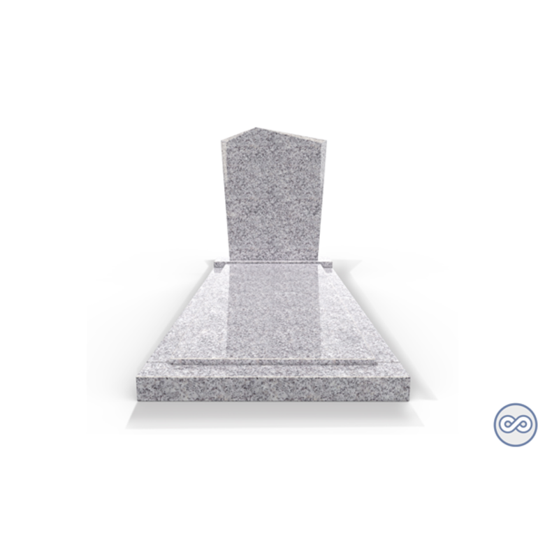 Grafsteenwinkel Staande grafsteen model 'Modern' met afdekplaat in de kleur Glittery White