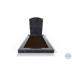 Grafsteenwinkel Staande grafsteen model 'Toog' met omranding en grond in de kleur Steel Grey