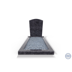 Grafsteenwinkel Staand grafsteen model 'Toog' met omranding en licht grind in de kleur Steel Grey