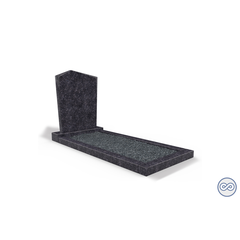 Grafsteenwinkel Staande grafsteen model 'Modern' met omranding en donker grind in de kleur Steel Grey