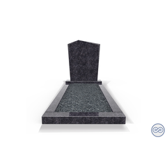 Grafsteenwinkel Staande grafsteen model 'Modern' met omranding en donker grind in de kleur Steel Grey