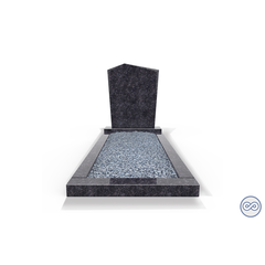 Grafsteenwinkel Staande grafsteen model 'Modern' met omranding en licht grind in de kleur Steel Grey