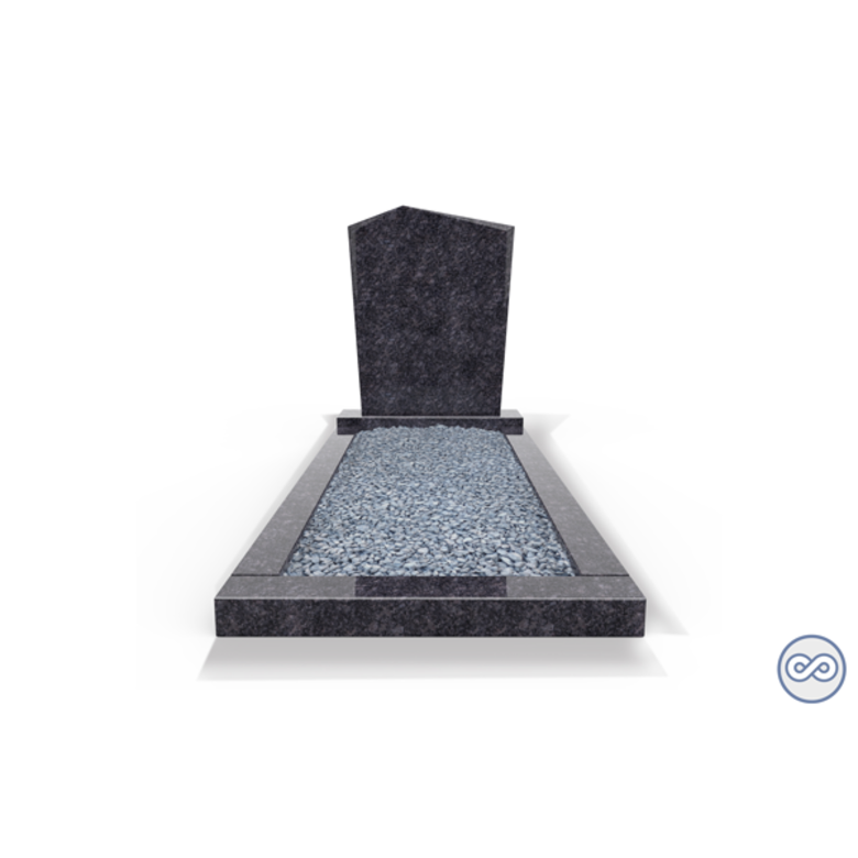 Grafsteenwinkel Staande grafsteen model 'Modern' met omranding en licht grind in de kleur Steel Grey