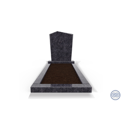 Grafsteenwinkel Staande grafsteen model 'Modern' met omranding en grond in de kleur Steel Grey