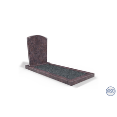 Grafsteenwinkel Staande grafsteen model 'Toog' met omranding en donker grind in de kleur Himalaya Blue