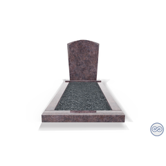 Grafsteenwinkel Staande grafsteen model 'Toog' met omranding en donker grind in de kleur Himalaya Blue