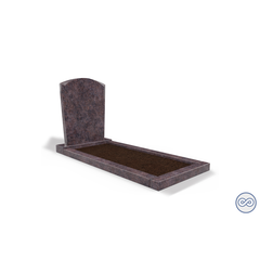 Grafsteenwinkel Staande grafsteen model 'Toog' met omranding en grond in de kleur Himalaya blue