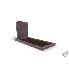 Grafsteenwinkel Staande grafsteen model 'Golf' met omranding en grond in de kleur Himalaya Blue
