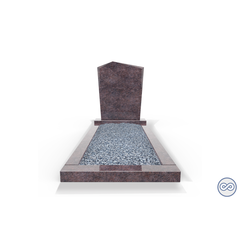 Grafsteenwinkel Staande grafsteen model 'Modern' met omranding en licht grind in de kleur Himalaya Blue