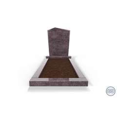 Grafsteenwinkel Staande grafsteen model 'Modern' met omranding en grond in de kleur Himalaya Blue