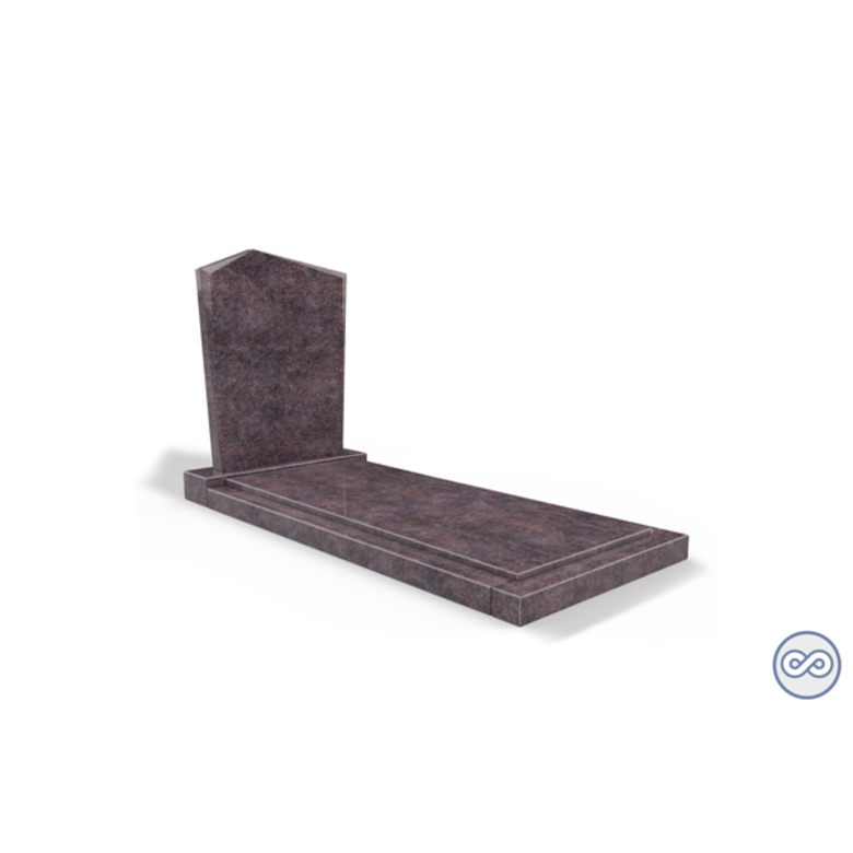 Grafsteenwinkel Staande grafsteen model 'Modern' met afdekplaat in de kleur Himalaya Blue