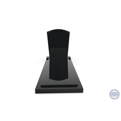 Grafsteenwinkel Staande grafsteen model 'Toog' met afdekplaat in de kleur Zwart Graniet