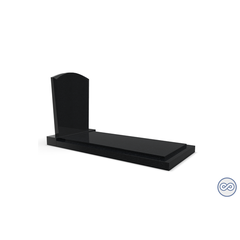 Grafsteenwinkel Staande grafsteen model 'Toog' met afdekplaat in de kleur Zwart Graniet