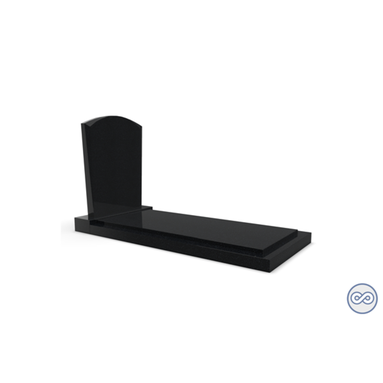 Grafsteenwinkel Staande grafsteen model 'Toog' met afdekplaat in de kleur Zwart Graniet