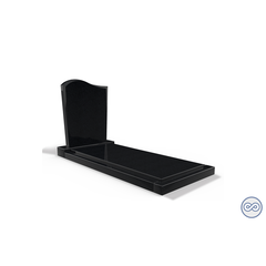 Grafsteenwinkel Staande grafsteen model 'Golf' met afdekplaat in de kleur Zwart Graniet