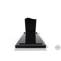 Grafsteenwinkel Staande grafsteen model 'Golf' met afdekplaat in de kleur Zwart Graniet